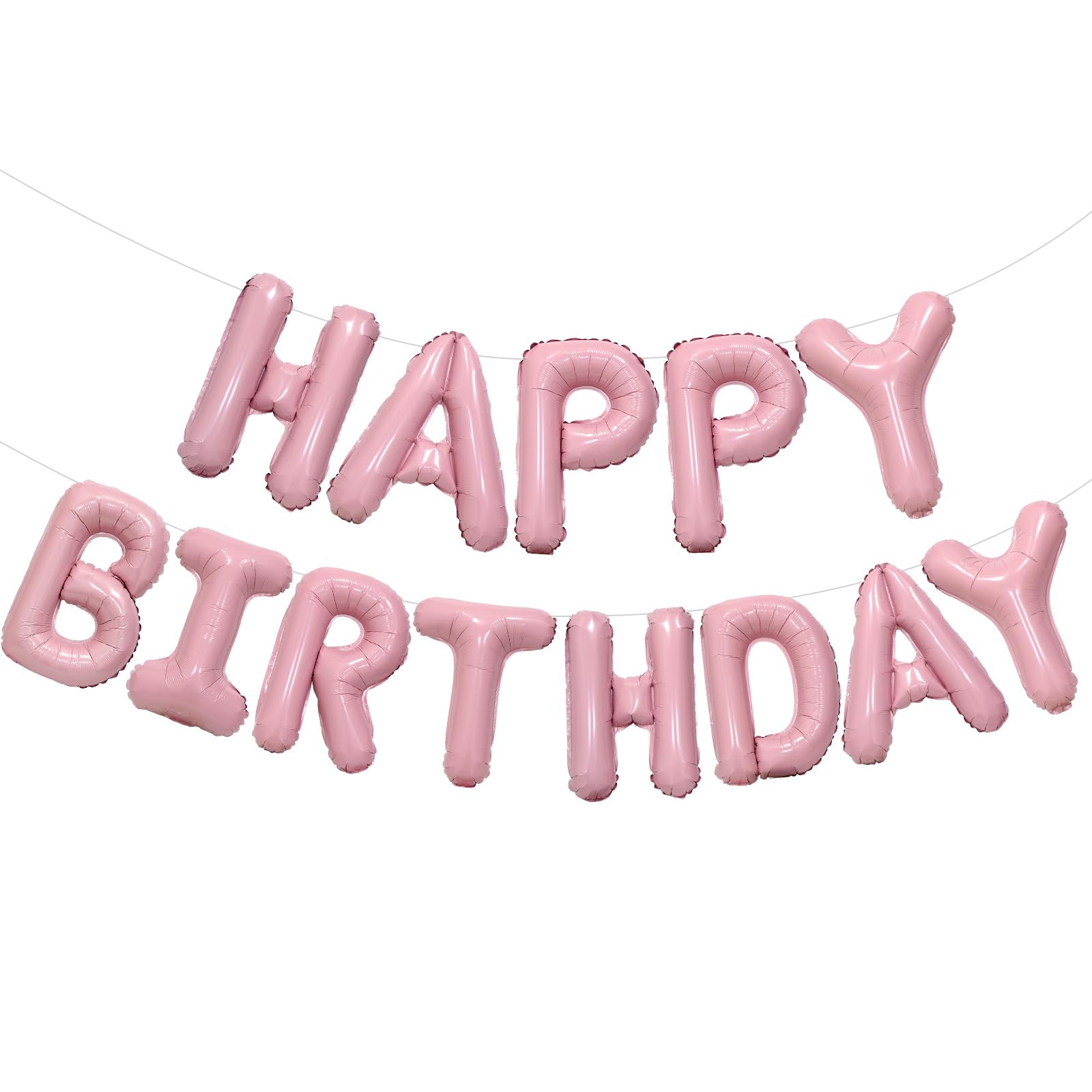 Pink Happy Birthday Balloon Banner Decorations 16 inch for Women Girls Party