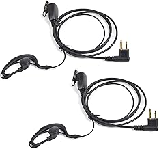HYS G-Shape Two Way Radio Headset Inline PTT Mic Radio Earpiece Compatible with 2 Pin Motorola Walkie Talkie Motorola CP040 DP1400 GP68 GP88 GP300 CT150 Pro1150 Hyera Midland (2 Pack)