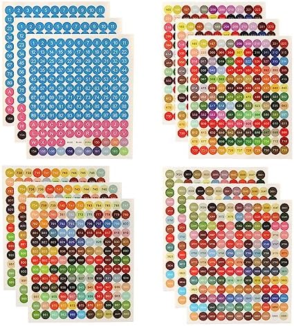 4 Blatt Zahlen Aufkleber Runde Klebezahlen Farbnummern Number Stickers ...