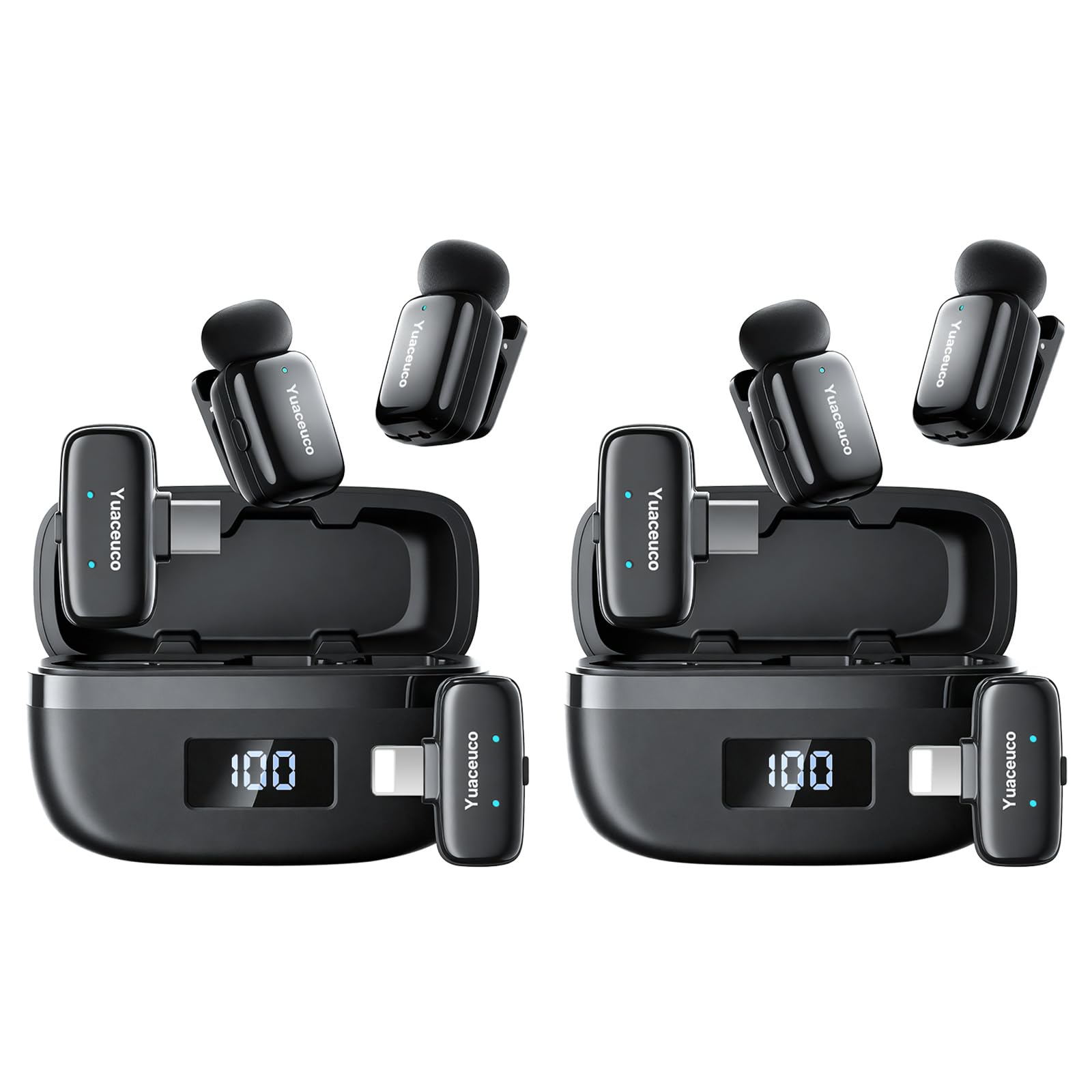 2 Sets Mini Wireless Microphone for iPhone ipad Android