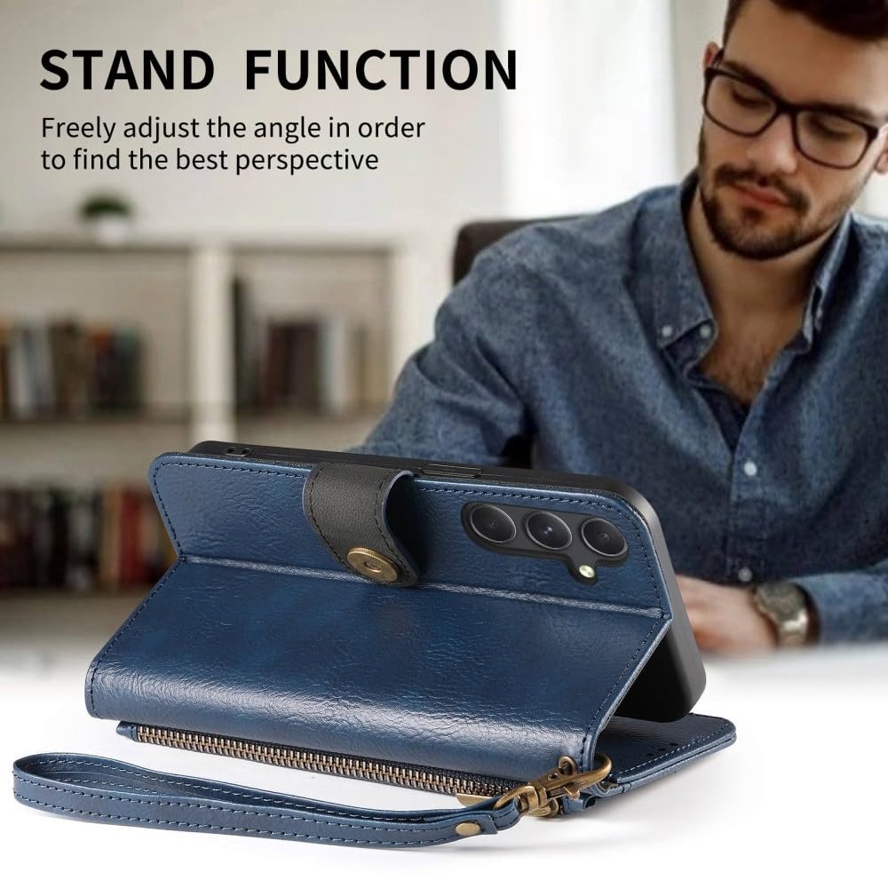 Generic Étui compatible avec Samsung Galaxy A50 / A30S / A50S (couleur : marron) étui à rabat en cuir portefeuille avec fermeture éclair