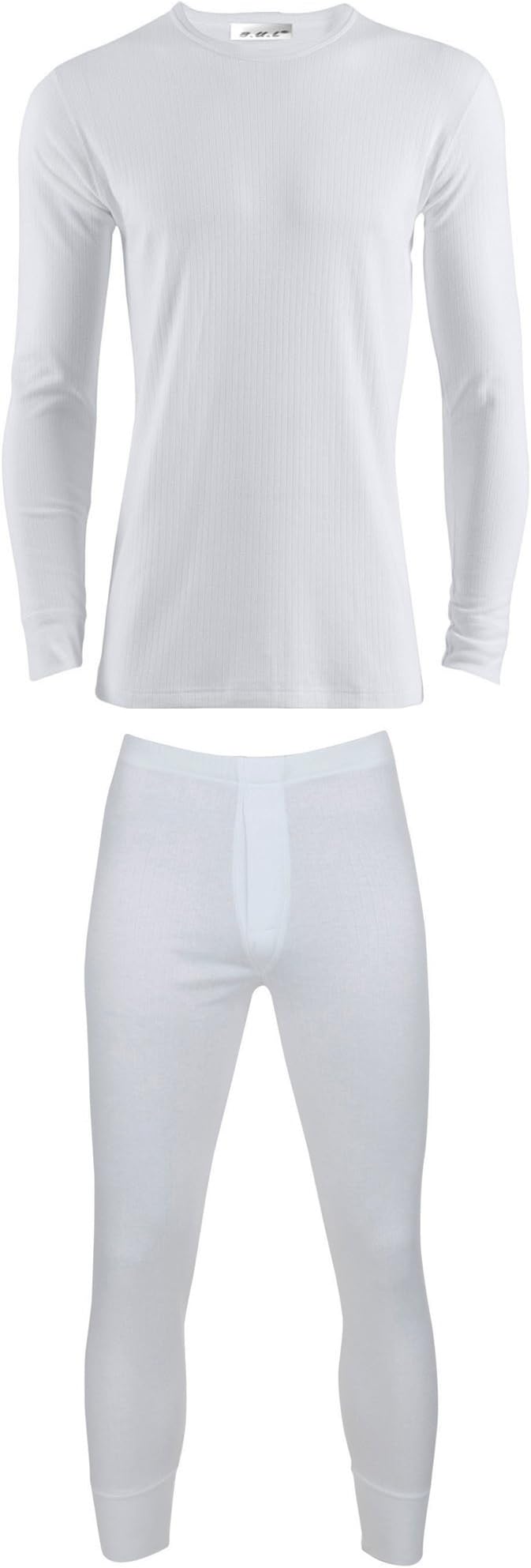 B.U.L ยฎ Mens Extrem Hot Thermal Underwear Set Long Sleeve Vest & Long Johns Suitable for Winter, Outdoor Work, Travel, Camping & Ski Wear Size S-XL (X-Large, White)