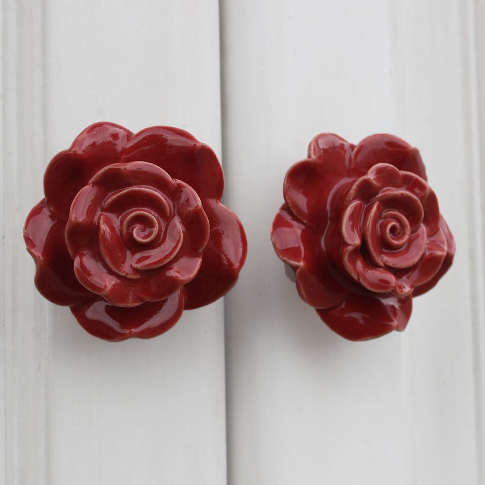 IndianShelf 2 Piece Red Flower Ceramic Luxury Drawer Knobs for Kitchen Cabinet Hardware Door Pulls Decorative Dresser Room Décor (B08ZSCD6Y6) Amazon Price History, Amazon Price Tracker
