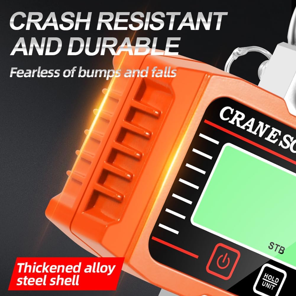 Digital LCD Display 2000kg Crance Scale Portable Electronic Heavy Duty Weight Hook Crane Industrial Grade Weighing Meter with 3-Unit Conversion Function