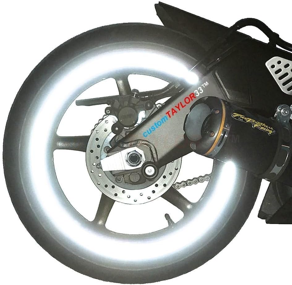 customTAYLOR33 (All Vehicles White/Silver/Chrome High Intensity Grade Reflective Copyrighted Safety Rim Tapes (Must Select Your Rim Size), 17"/21" (Combination Rim Size)