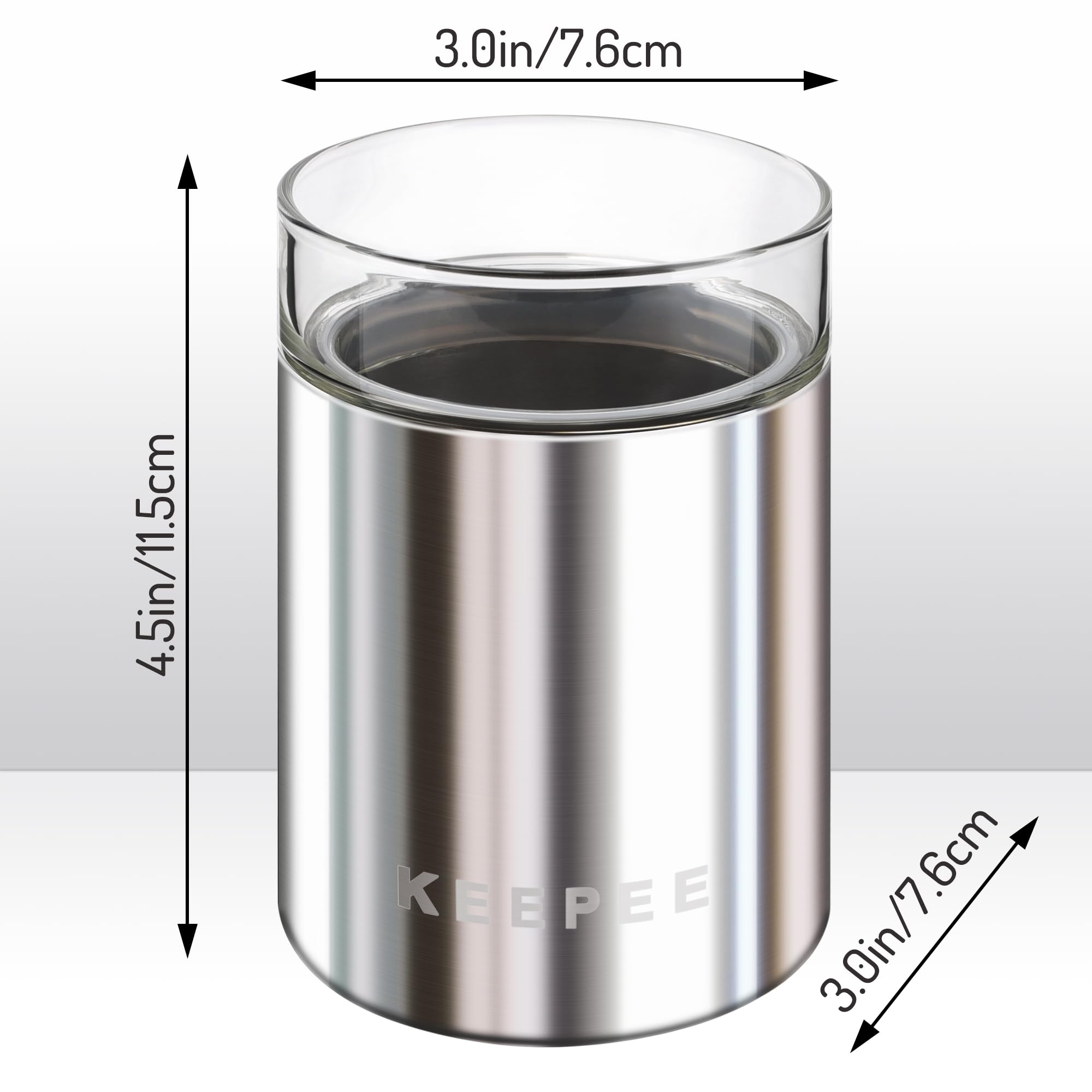 Vaso de whisky con base de acero inoxidable aislada al vacío, juego de 2, vaso aislado con inserto de vidrio extraíble, vaso de bola baja estilo antiguo para margaritas, bourbon de 10 onzas