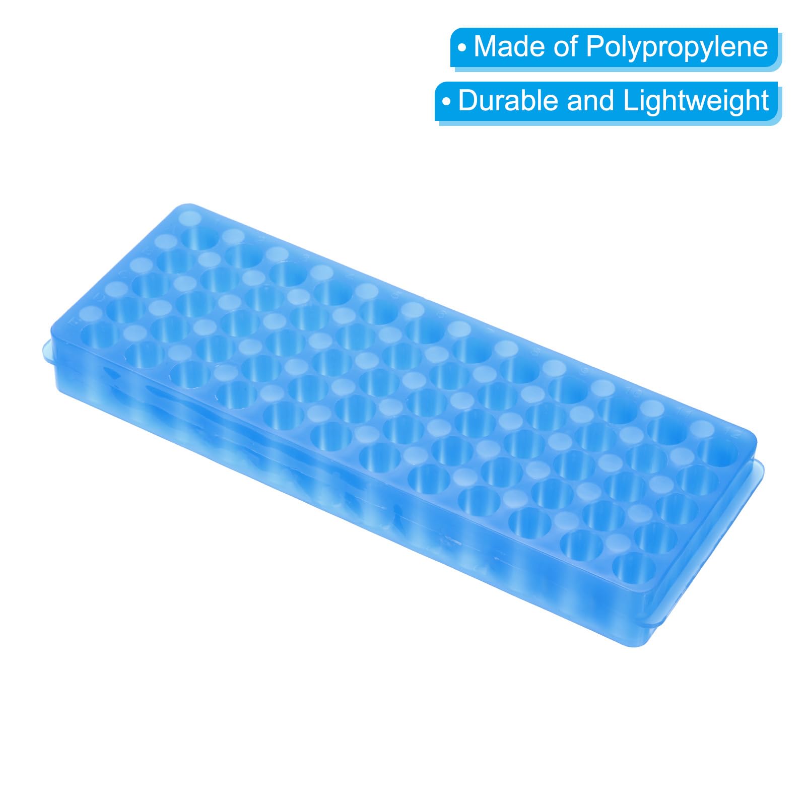 PATIKIL Porta Provette Da 60 Pozzi 1 Pezzo Porta Vial Doppio Pannello Supporto Per Provette Da Centrifuga 0.2/0.5/1.5/2ml Blu