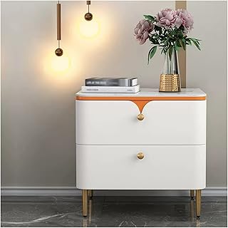 Hhmmei2024-23 Multifuncional Mesita de Noche pequeña de Madera con 2 cajones for Muebles de Dormitorio, Mesa Auxiliar con 2 cajones (Blanco) con Almacenamiento(L50xD40xH51cm)