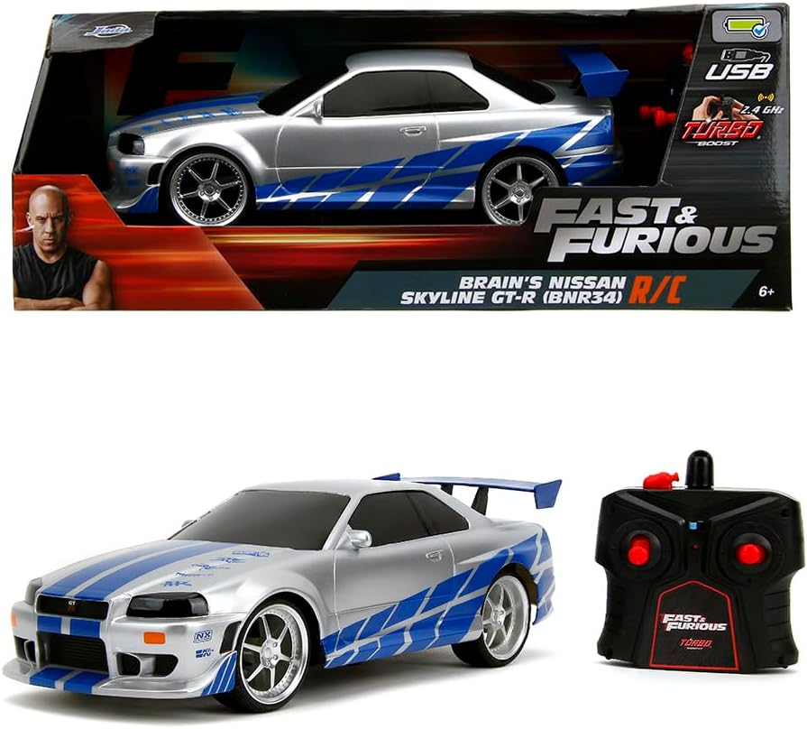 Brian Skyline GT-R Model Car R/C Remote Control Fast and Angry Original Toy 1:16 Scale 29 cm Jada Toys Fast and Furious