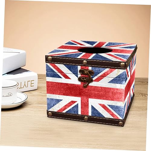 Miniatura 3 de Cabilock Caja de almacenamiento de servilleta contenedor de tejido de papel servilleta Union Jack de madera