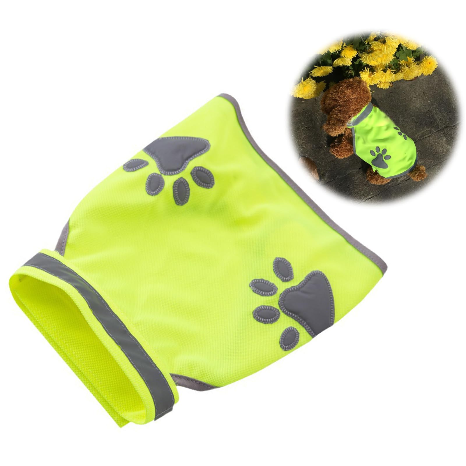 Yuelulala Yellow Hi-Vis High Visibility Fluorescent Dog Pet Puppy Safety Vest Reflective Top Hi Vis Night Jacket Coat Shirt Keep Your Dog Visible, Safe From Cars Size M (A65-1)
