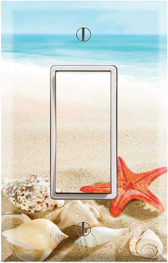 Graphics Wallplates - Sea Shells Starfish Beach Sand- Single Rocker/GFCI Outlet Wall Plate Cover