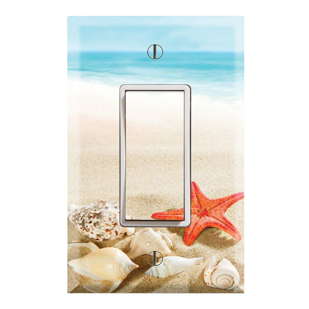 Graphics Wallplates - Sea Shells Starfish Beach Sand- Single Rocker/GFCI Outlet Wall Plate Cover