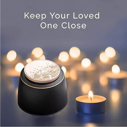 Miniatura 6 de Urna Pequeña Negra para Cenizas Recuerdo - Urna Pequeña de Cerámica de 3 Pulgadas para Compartir, Capacidad 10 Pulgadas Cúbicas Urna Memorial 1