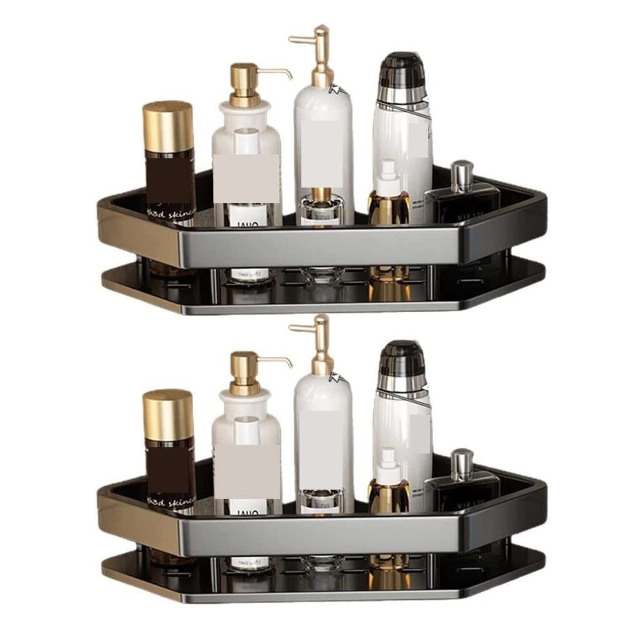 PXIWDAN Bathroom Shelf Aluminum Wall Mounted Shower Corner Caddy No Drilling Storage Organizer for Toilet Kitchen Wall Organizer