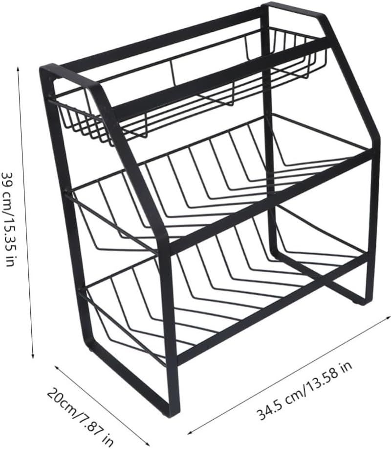 Ciieeo 1Pc Multi Kitchen Rack Black Sloping Bottom Storage Shelf for Seasoning Organizing Essentials for Countertop Use Kitchen Bathroom