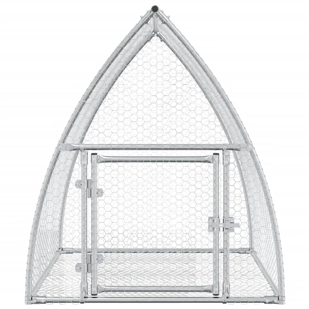 Conejera plateada de acero galvanizado, 105 x 100 x 120 cm, con puerta y cerradura, jaula para animales pequeños para conejos, casa de roedores, rueda libre y salida al aire libre para