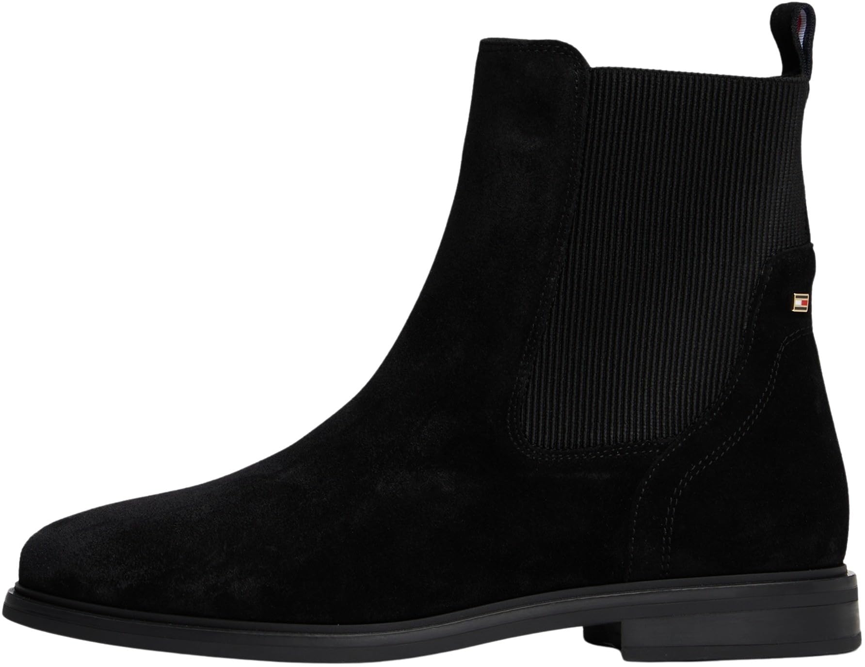 Tommy Hilfiger Women’s Flag Suede Chelsea Boots, Black (Black), 3.5