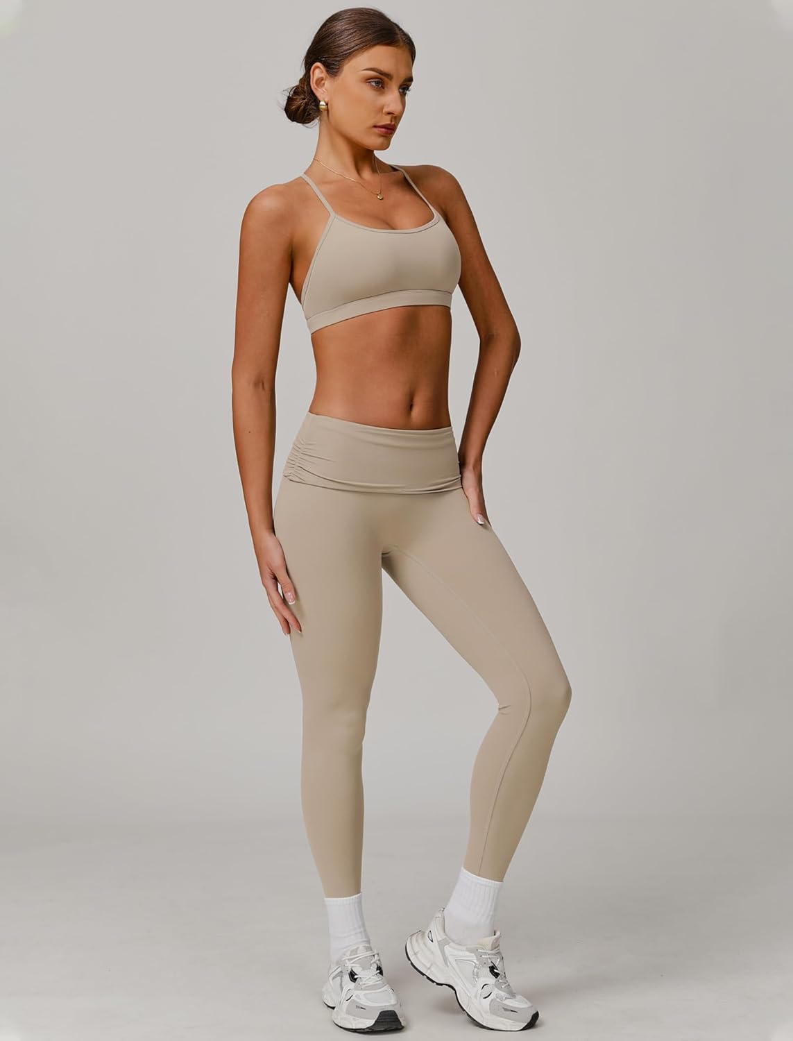 QBGJTD Womens Workout Sets Two Piece Cross Back Sports Bras Matching High Waist Leggings Sets Gym Outfits Work Out Clothes - Image 2