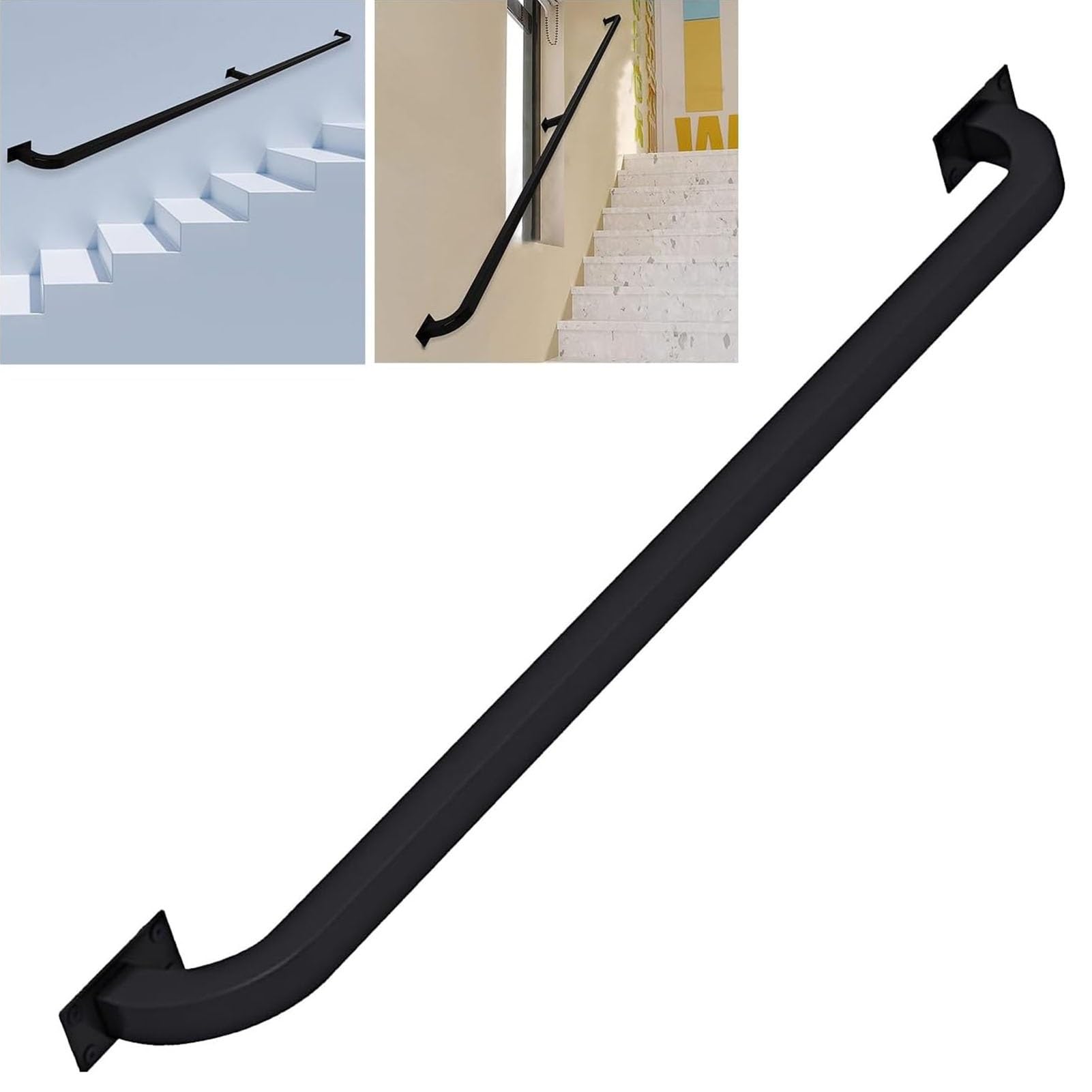 Système de rampe d'escalier durable et longue main courante murale noire