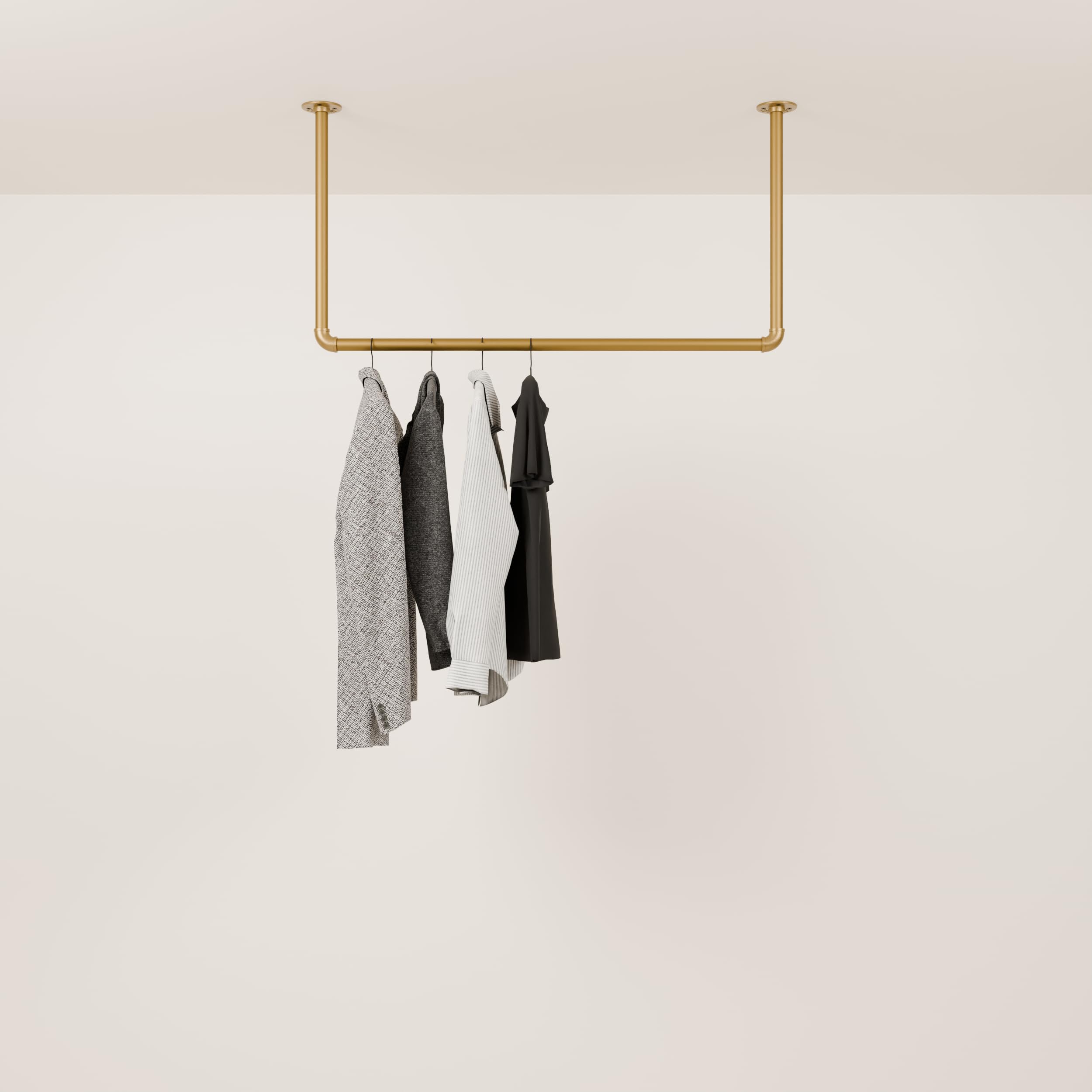pamo Kleiderstange Deckenmontage Gold – 105x54 cm – Garderobenstange Decke
