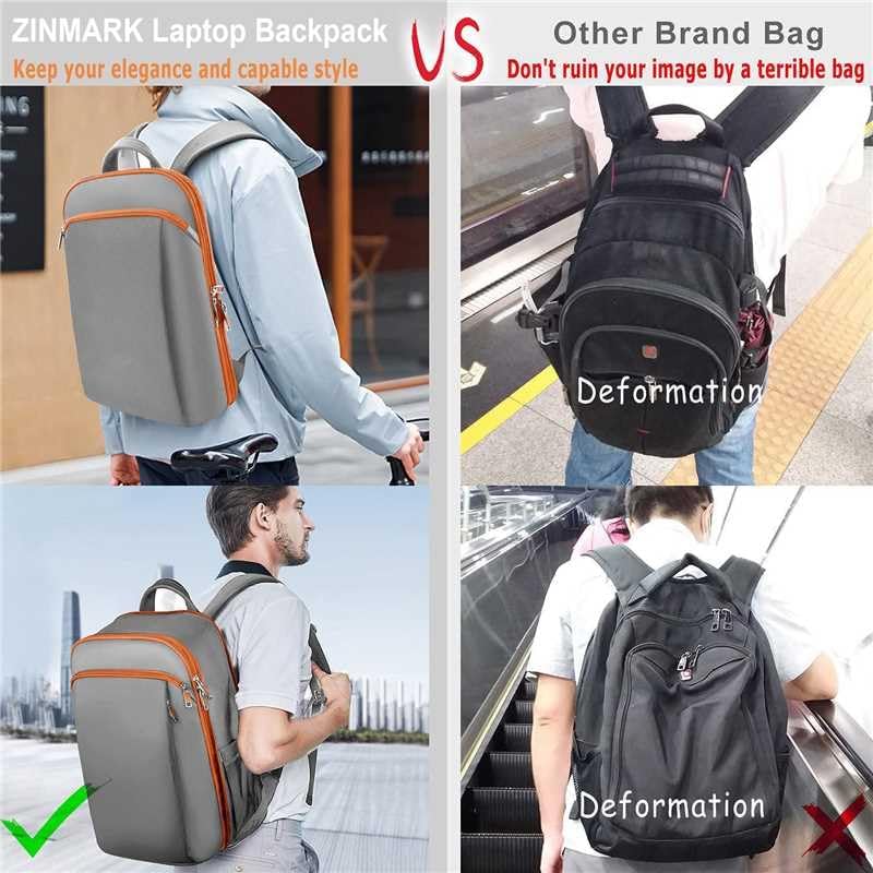 ZINMARK Slim Expandable 15 15.6 16 Inch Laptop Backpack Anti Theft Travel Business Durable Computer Bag, Multipurpose Large Capacity Daypack for Men And Women,G01OG01 - Image 6