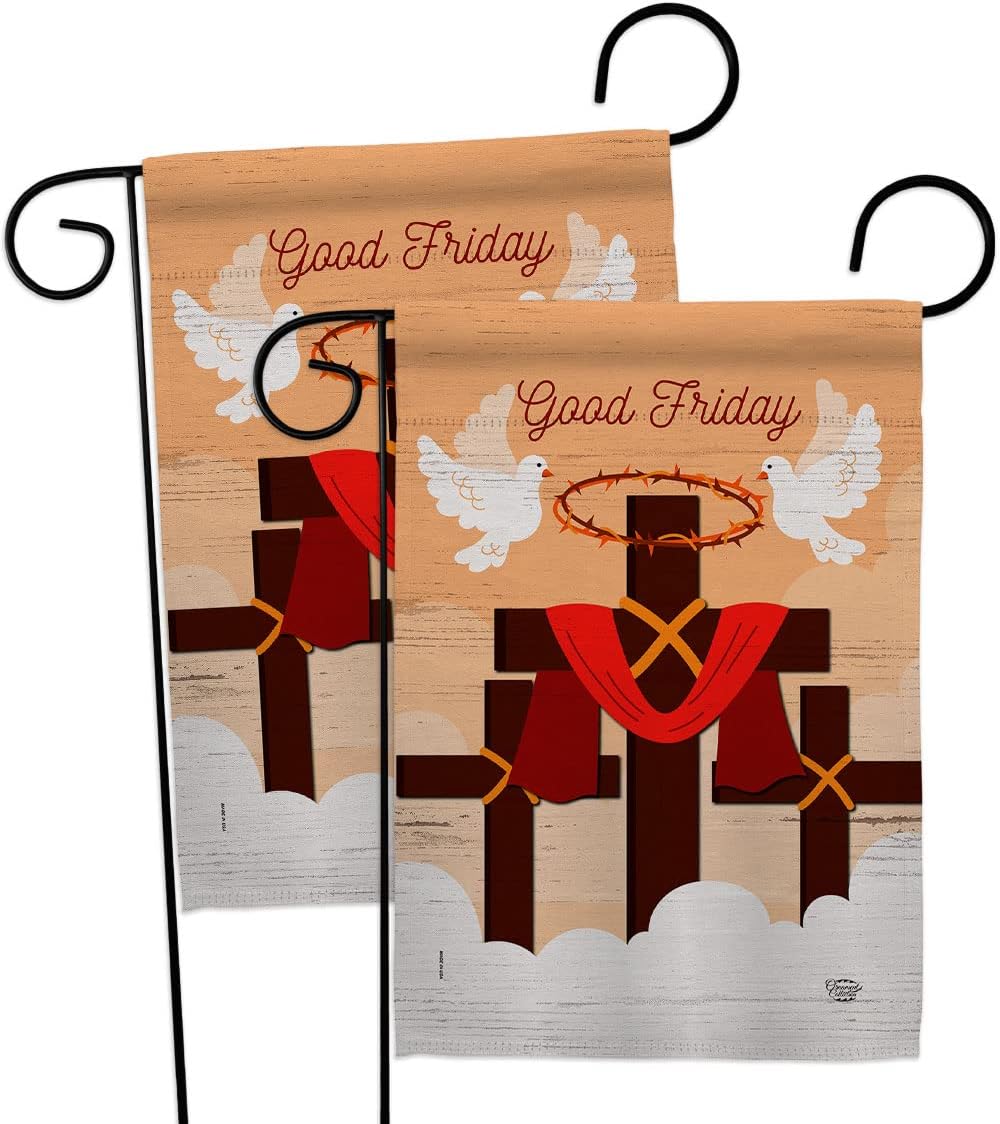 The Good Friday Garden Flag 2pcs Pack Religious Faith Hope Grace Peace Dove Christian Religion Easter House Decoration Banner Small Yard Gift Double-Sided, Made in USA
