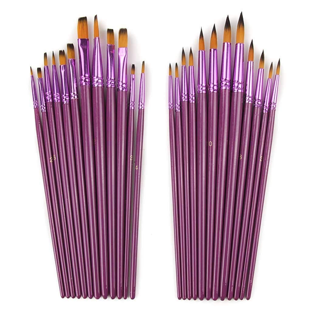 Pincel de Arte 24 unids/Lote de Diferentes tamaños, Juego de Pinceles de Nailon Fino para Pintura de Pelo para Acuarela, Pinceles para Pintura al óleo, Suministro de Arte de Dibujo