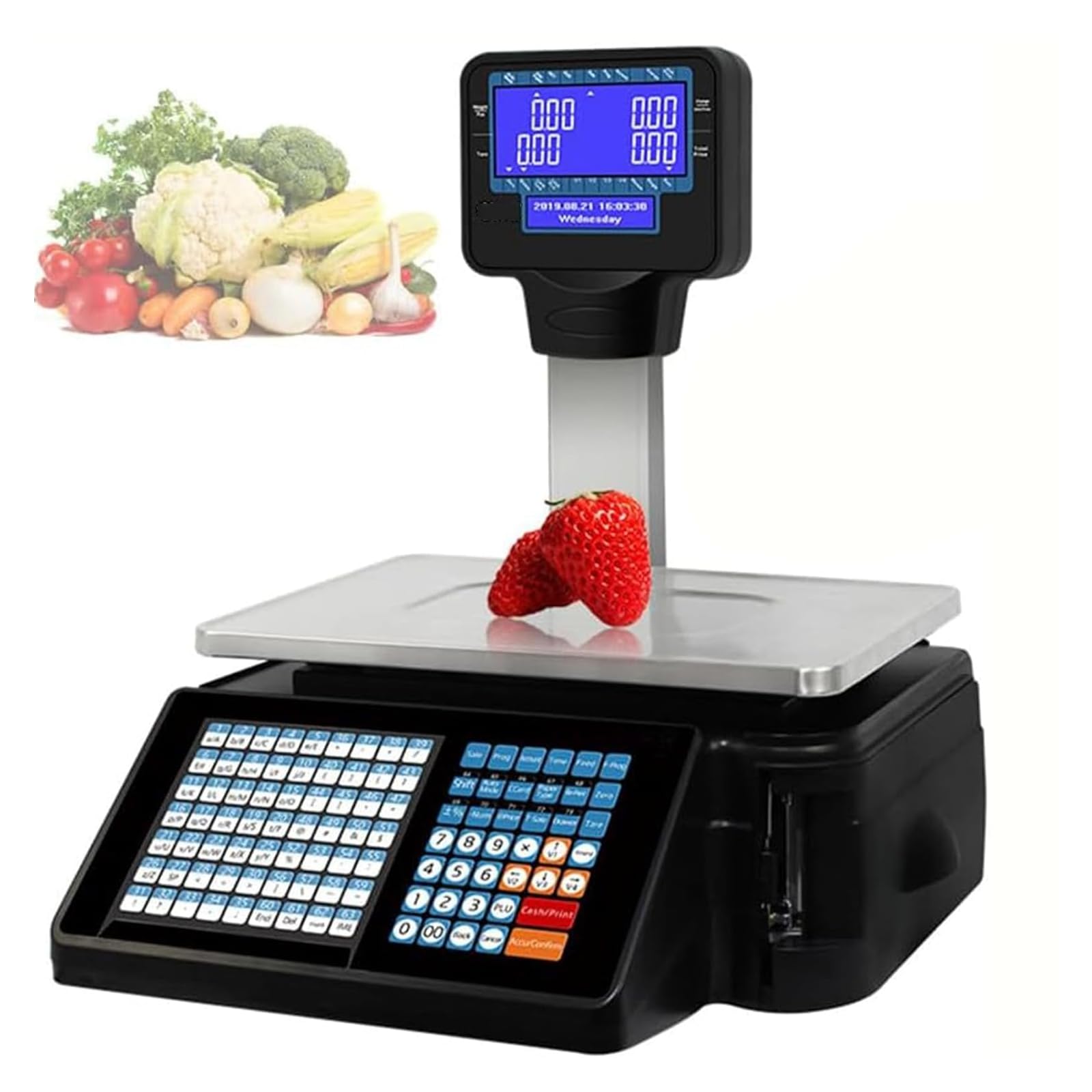 YNIYUJKL Bar Code Scales,Digital Label Printing Scale,Commercial Double-Sided Display Digital Price Computing Scale,30Kg/66.14 Lbs Capacity,For Supermarket/Retail Store/Wareh,A