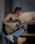 Donner Guitare électrique acoustique pour débutant intermédiaire avec amplificateur Capo Strap Pick Tuner, 41 Kit Acustica Electro Guitarra de pouce