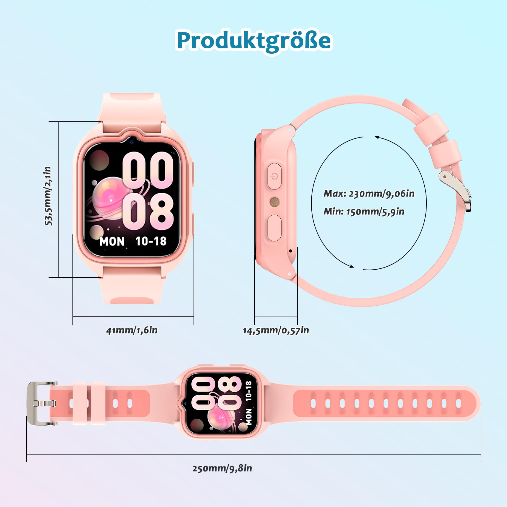 Blackview Smartwatch Kinder, 1,75'' TFT-Touchscreen, 800mAh Akku, langer Akkulaufzeit, integrierte Lernspiele, Lernkarten,Hörbücher, Kurzgeschichten, Wecker, Schrittzähler, Kinderuhr für Junge/Mädchen