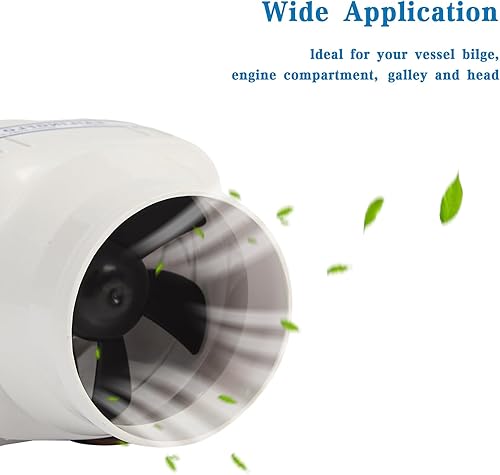 Miniatura 3 de Ventilador de conducto en línea de 12 V de alto CFM, soplador de aire en línea para compartimento del motor y sentina, ventilador de escape de