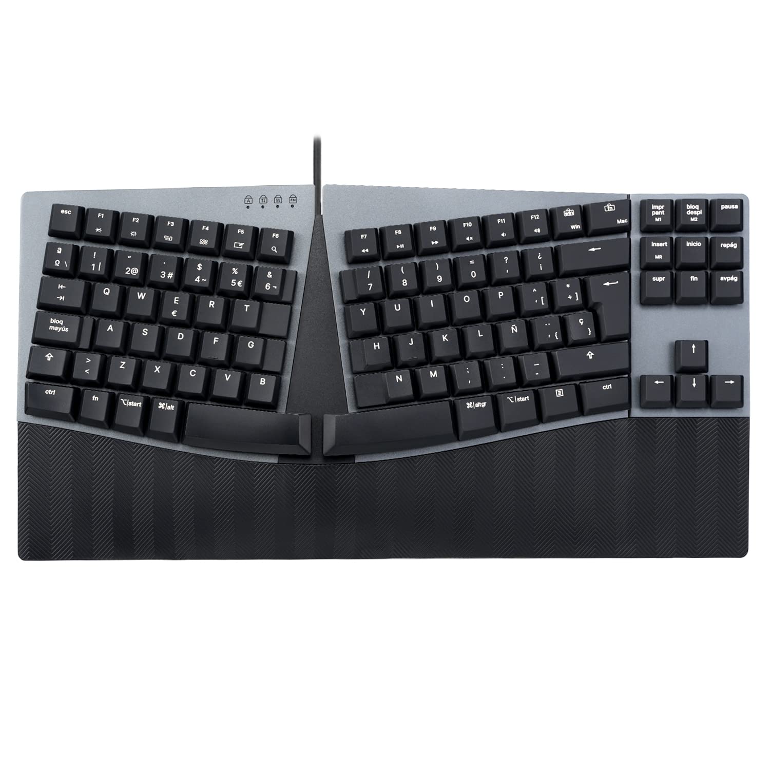 Perixx PERIBOARD-335RD ES Teclado compacto mecánico ergonómico con cavo - Interruptores lineales rojos de perfil bajo - Teclas programables - Compatibile con Windows e Mac OS X - Teclado español con ñ