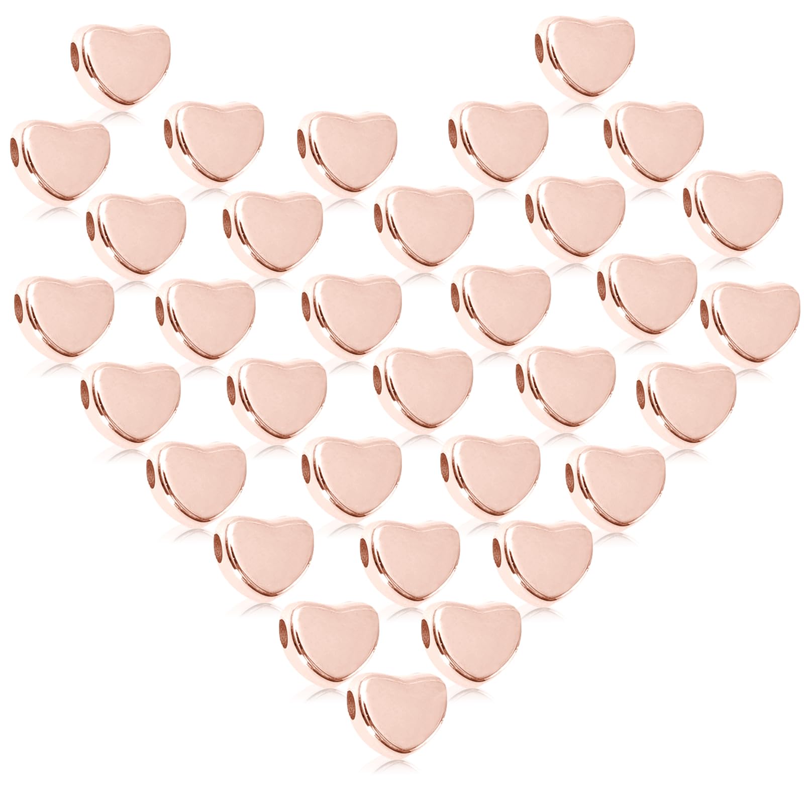 Cuentas de corazón de oro rosa Whaline para San Valentín: 600 piezas de acrílico con hilo elástico