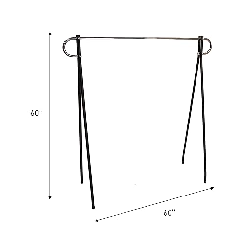 Miniatura 2 de SSWBasics Perchero de un solo riel negro y cromado de 60 x 60 pulgadas