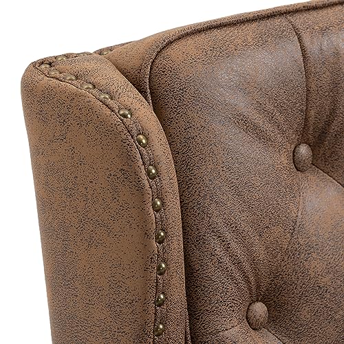 Sillón con respaldo alto tapizado en cuero sintético miniatura 6