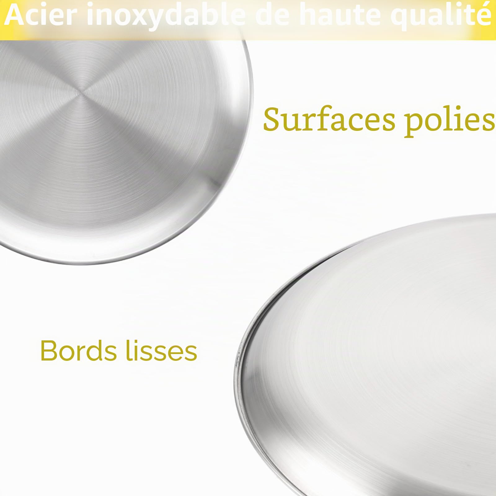 WOPPLXY Lot de 4 plaques à pizza Ø 30 cm - Plaque à pizza ronde en acier inoxydable pour la cuisson au four - Facile à nettoyer et passe au lave-vaisselle