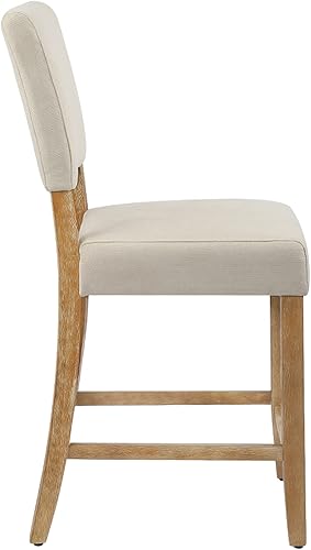 Miniatura 9 de DAGONHIL Juego de 2 taburetes de bar de 24 pulgadas de altura de mostrador, taburetes de bar tapizados con patas de madera, sillas de isla para