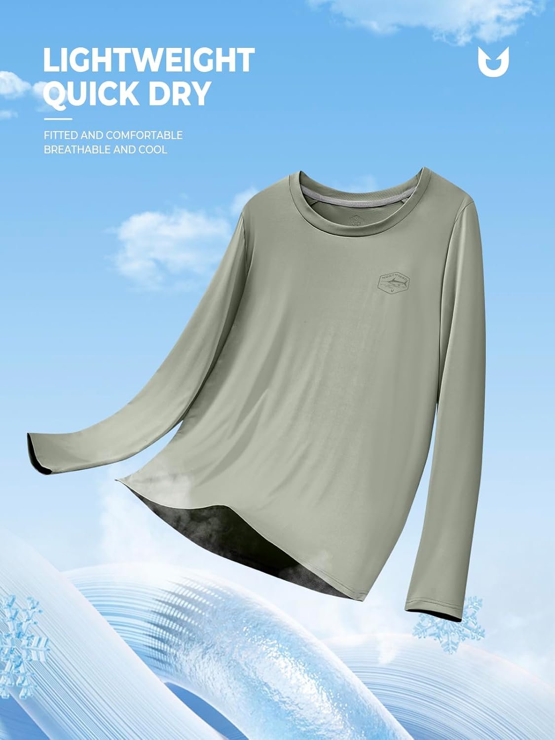 NORTHYARD Men's UPF 50+ Sun Protection Swim Shirts Long Sleeve Rash Guard image 5