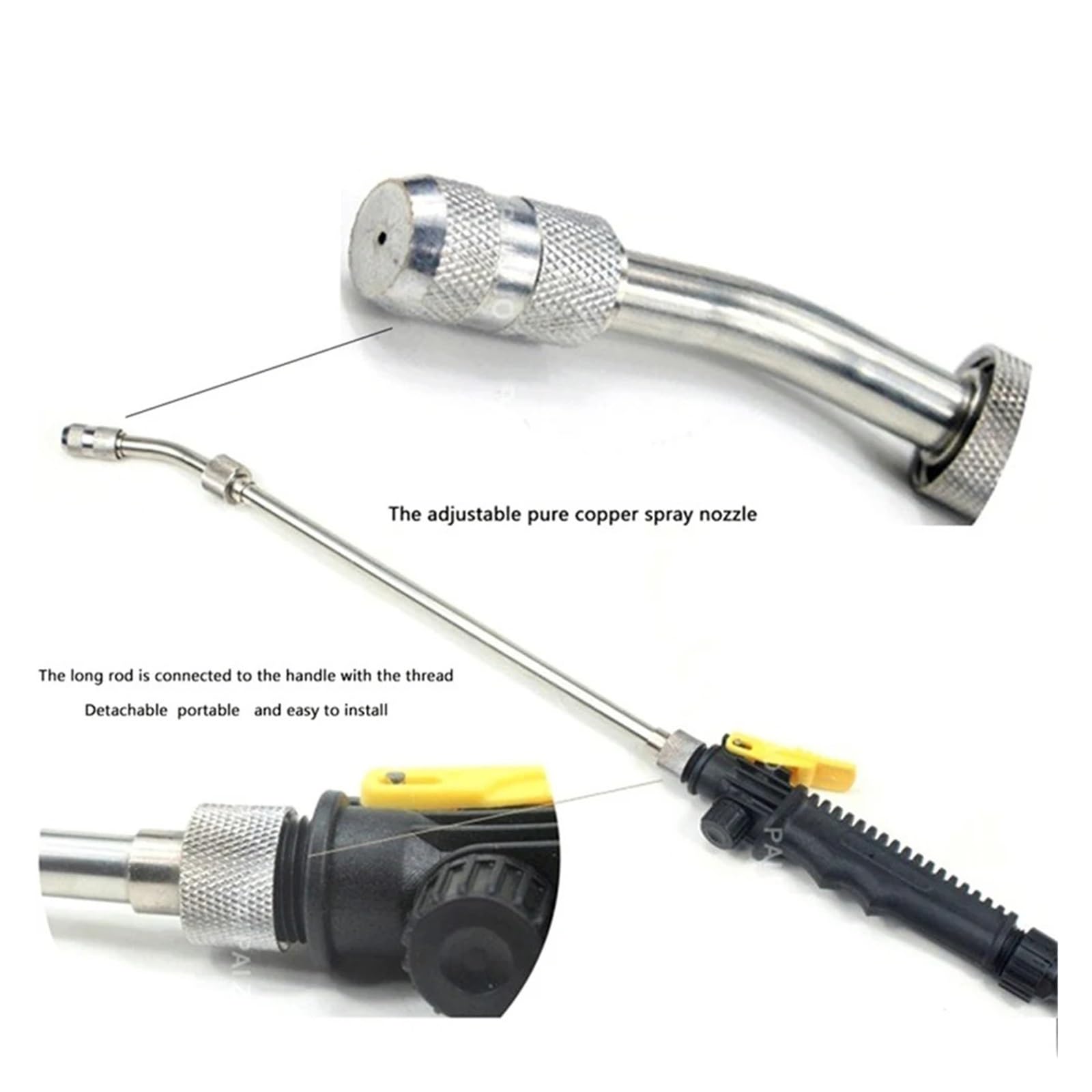 Pistolet d'arrosage avec embout multi-jets, Outil de lavage voiture à haute pression, eau 28-72cm, métal, Distance pulvérisation 7m(72cm)