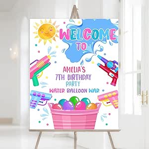 Amazon.com : Custom Water Balloon Welcome Sign, Water Gun Birthday Yard ...