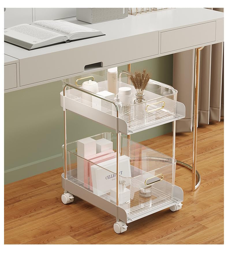 LERFOT Under Sink Organizers and Storage, 2-Tier Clear Organizer with Sliding Drawers, Muti-purpose Pull Out Organizers for Bathroom, Kitchen, Pantry, Makeup, Office, High Style (White)