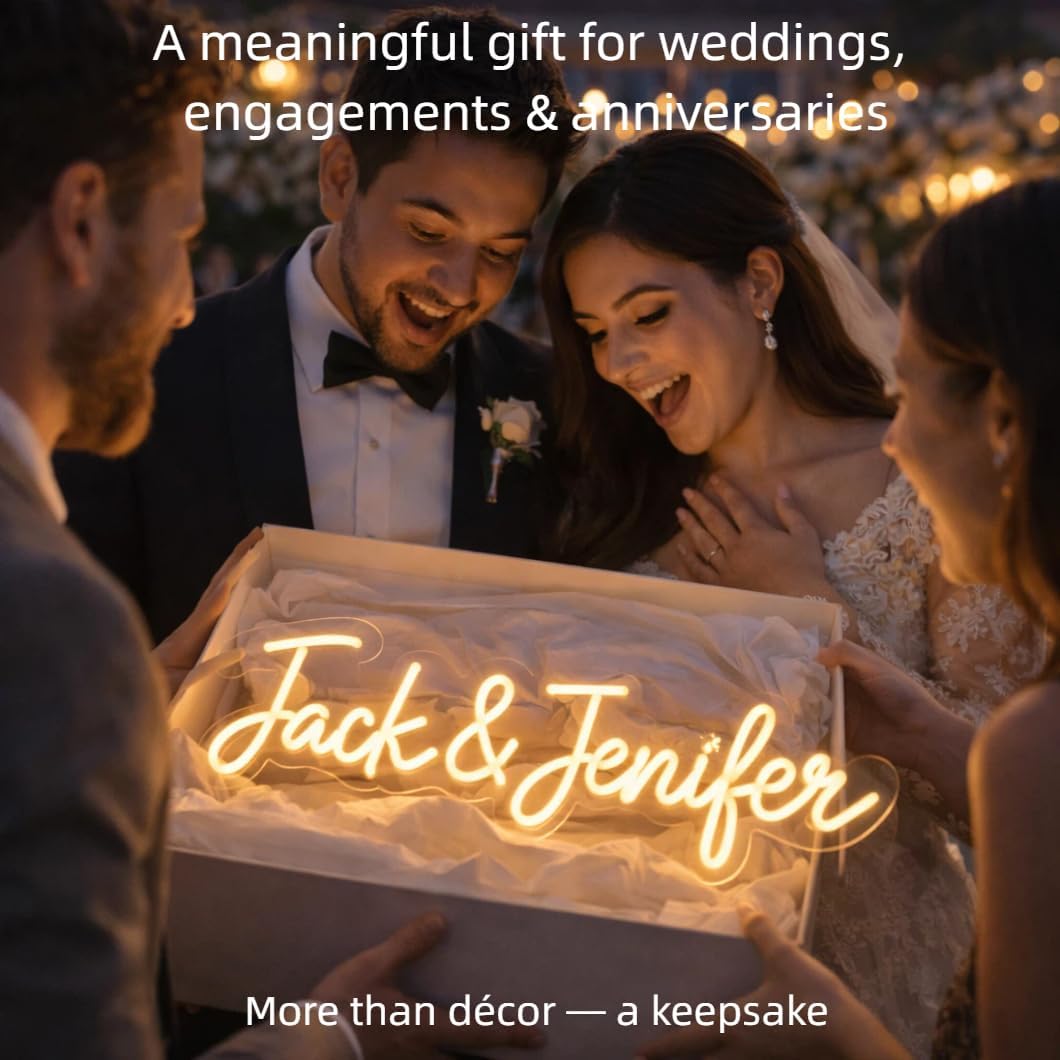 Custom Neon Sign, Custom LED Neon Name Sign Personalized for Wedding & Events, Light Up Name Sign for Wall Decor, Neon Signs for Wedding Backdrop, Party & Gift