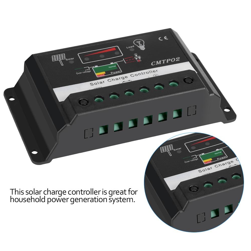 Fdit Regolatore di Carica Solare PWM 30A 12V/24V Auto, Protezione Completa per Batterie al Piombo