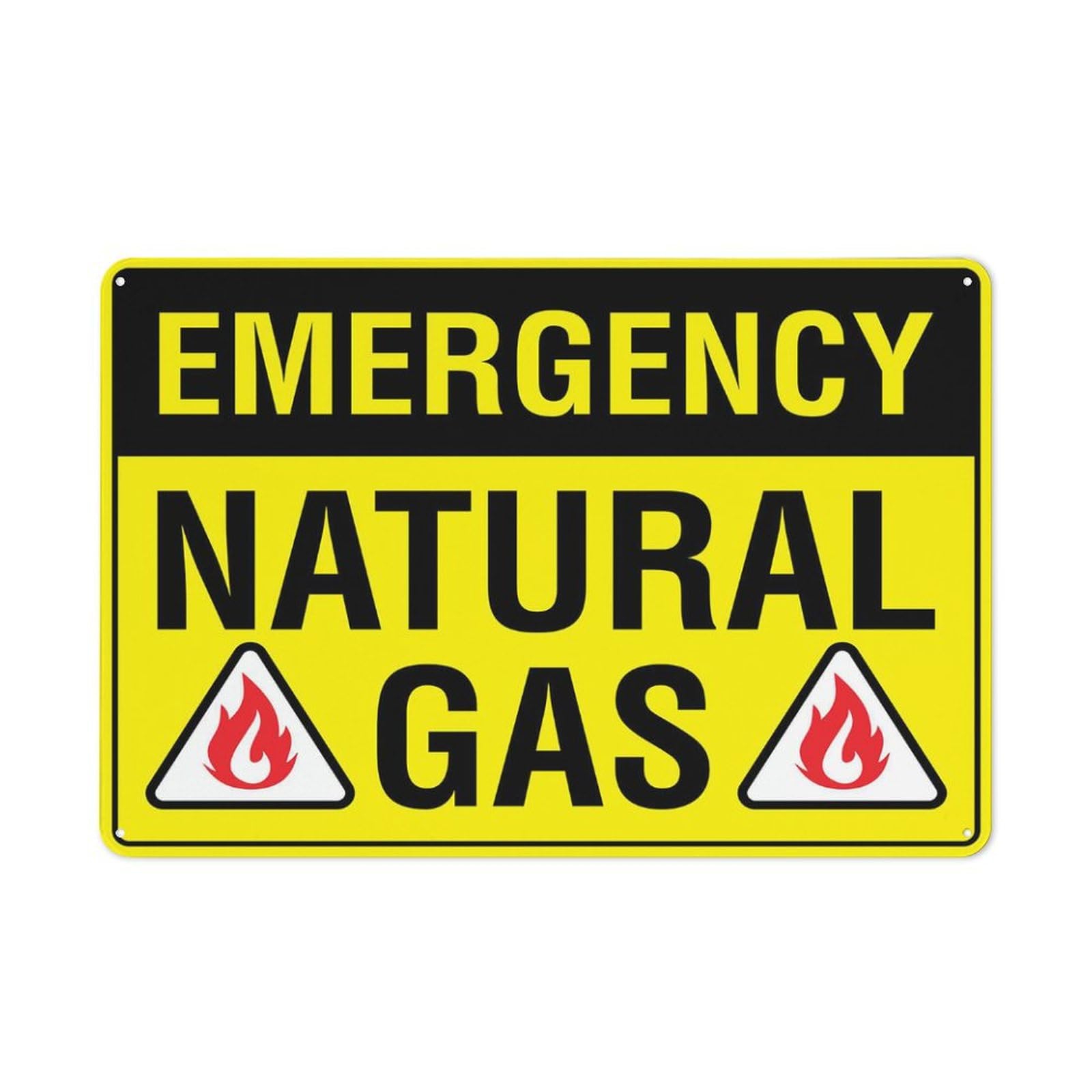 Emergency Natural Gas Sign For House 12"" X 8"" Yard Sign, Premium Aluminum, Sun-Proof, Rust-Free
