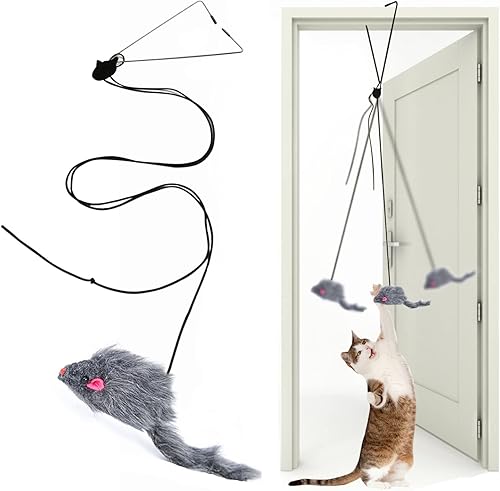 Miniatura 8 de Kalimdor Juguetes interactivos de plumas para gatos, juguete retráctil teaser, juguetes interactivos colgantes para gatos de interior, juego de