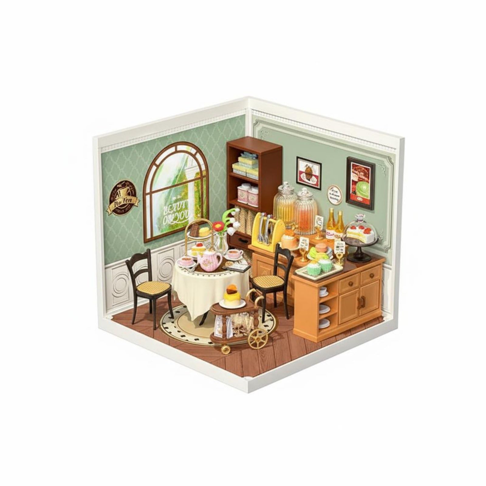 kowaku Block Coffee Miniatura Negozio Diorama Modellino Negozio Casa Delle Bambole Accessori Realistici Libri Macchina Del Caffè Insegne Adatto per Scrivania, Tè Del Pomeriggio