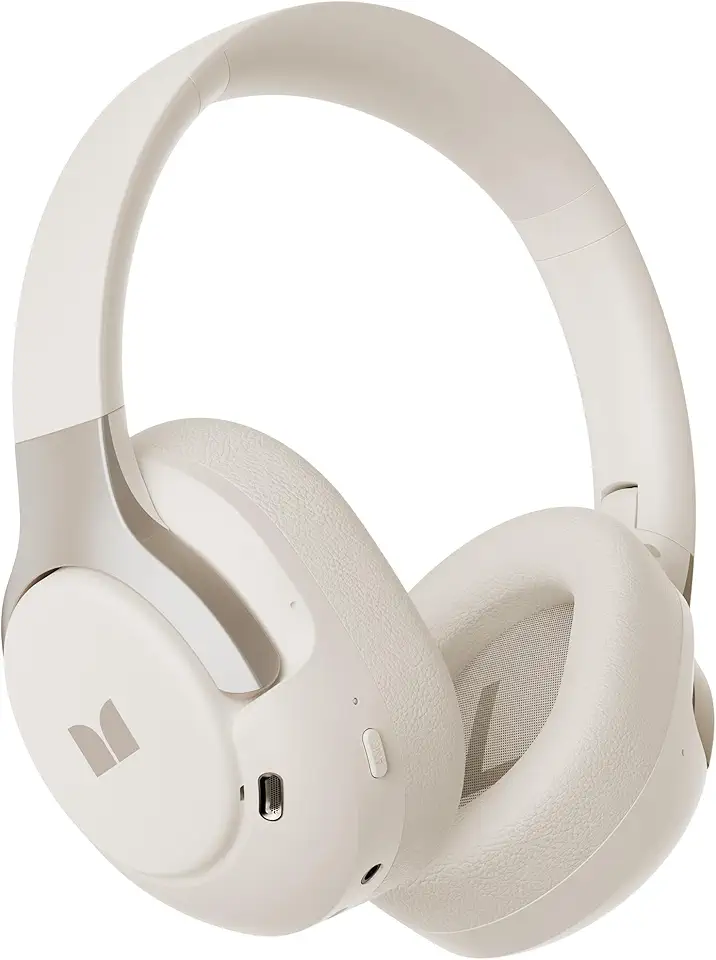 Monster Persona 5th ANC-Wireless Bluetooth Over-Ear Headphones with Microphone, 70H Playtime, Bluetooth 6.0, Comfortable and Foldable Design (Beige)