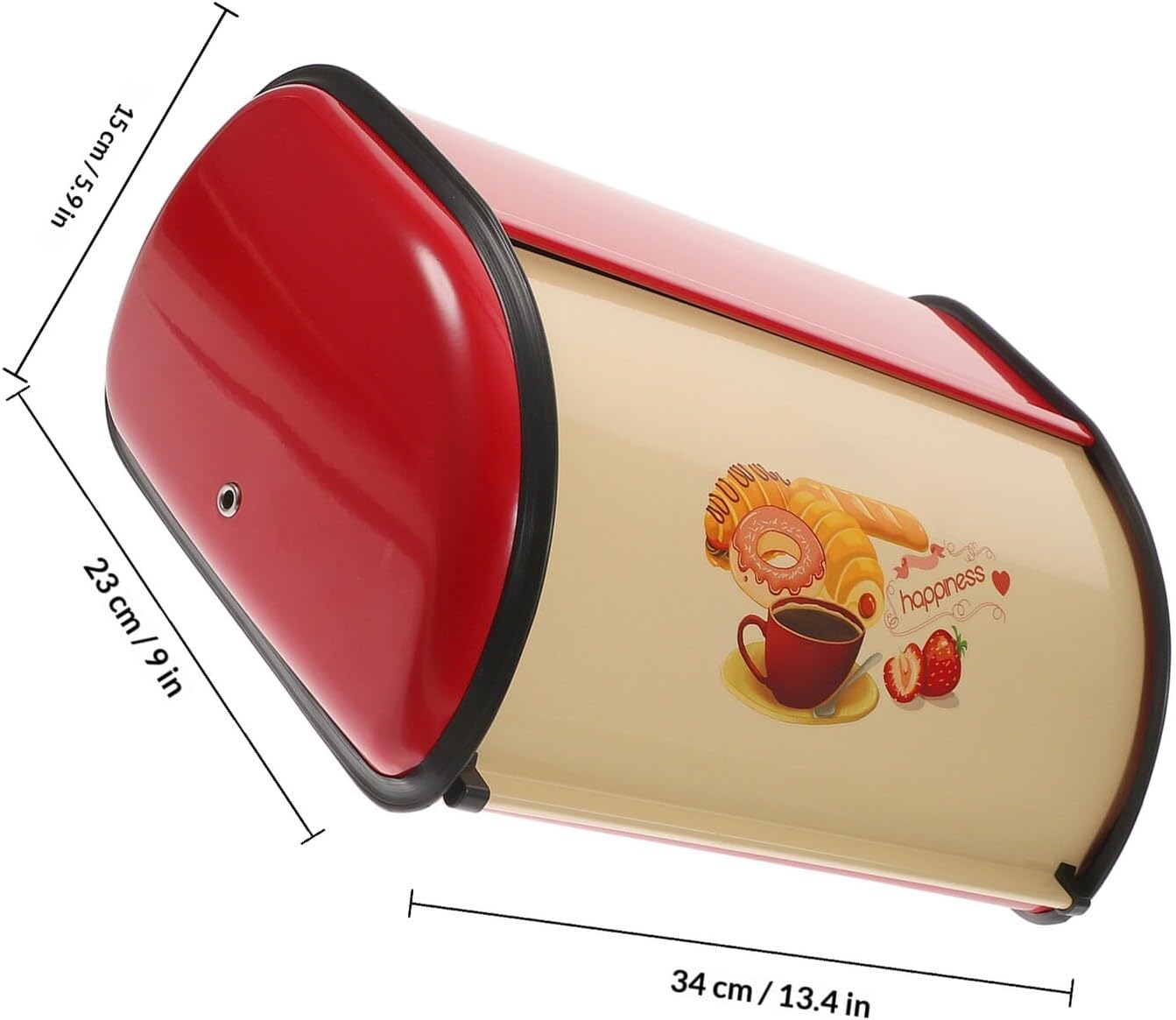 BESTonZON Kitchen Bread Box Red Drum Shape Bread Storage Container for Kitchen Countertop Vintage French Bakery Style Food Organizer