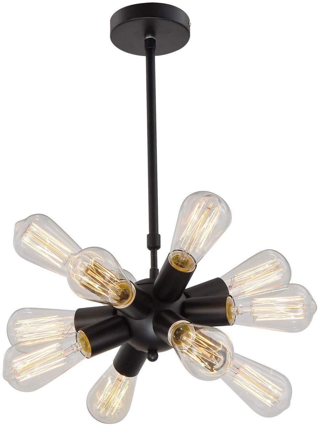 KXEcoLife Vintage 12-Light Chandelier, Height Adjustable Lights Retro Personality Iron Ceiling Lighting Fixture for Kitchen Home Loft Restaurant Cclub Decor